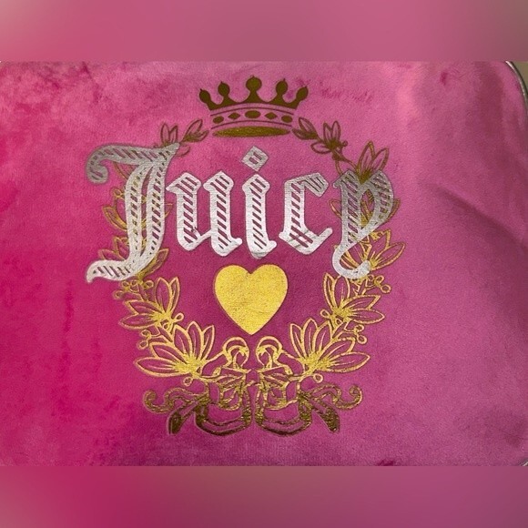 Juicy Couture Large Pink Velour Crown Cosmetic Makeup Bag NEW HTF - Picture 4 of 9